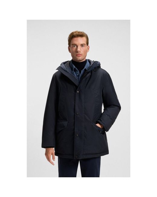 Boss Blue Water-Repellent Jacket With Contrasting Trims for men