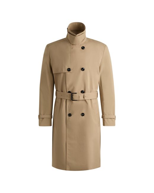 HUGO Natural Water-Repellent Trench Coat With Buckled Belt for men