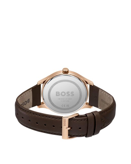 Boss Leather-strap Watch With Black Dial Men's Watches for men