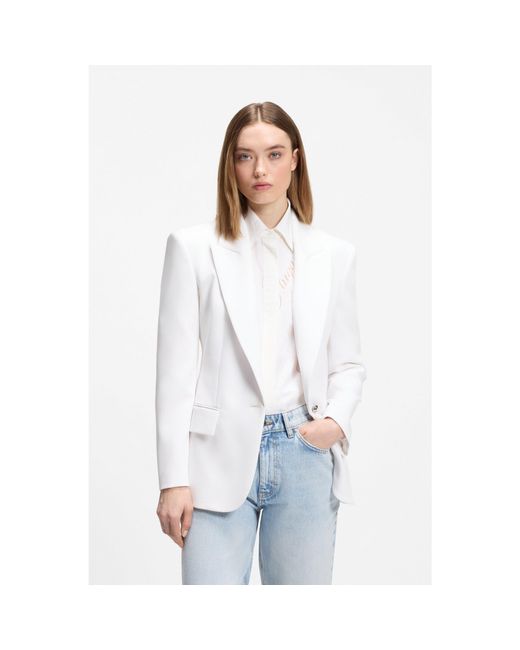 HUGO White Regular-Fit Blazer With Metal Button