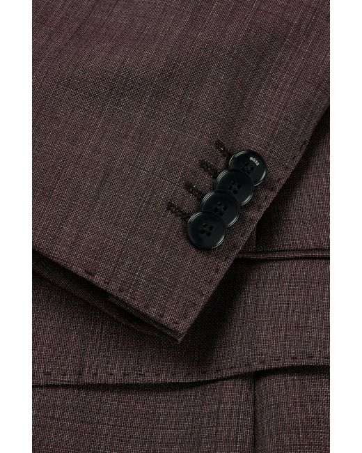 Boss Black Three-piece Slim-fit Suit In Patterned Stretch Wool for men