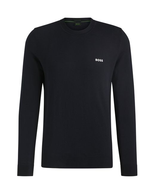 Boss Regular-Fit Pullover Aus Baumwoll-Mix Mit Logo-Print in Black für Herren