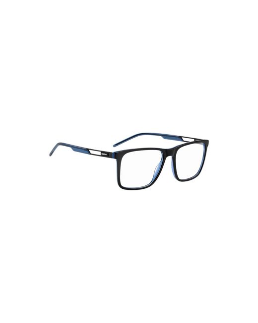 HUGO Black Acetate Optical Frames With Contrast Rubber Logo for men