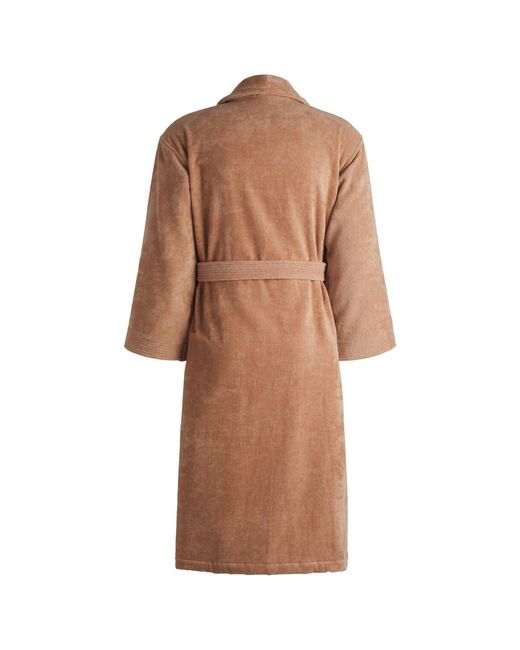 Boss Brown Cotton Dressing Gown With Embroidered Florals