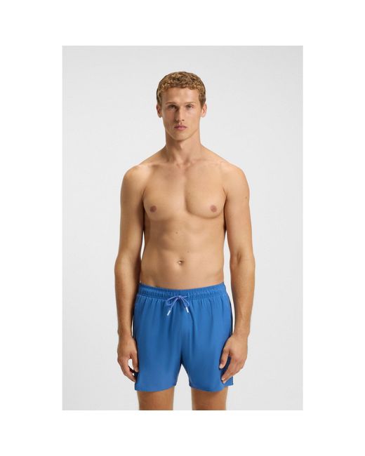 Boss Blue Swim Shorts With Signature Stripe And Logo for men