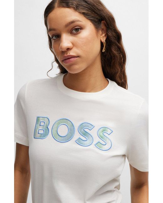 Boss Green Logo T-shirt In Washed Cotton Jersey