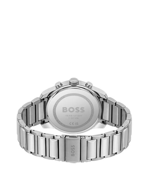 Boss Red Link-bracelet Chronograph Watch With Bordeaux Dial for men