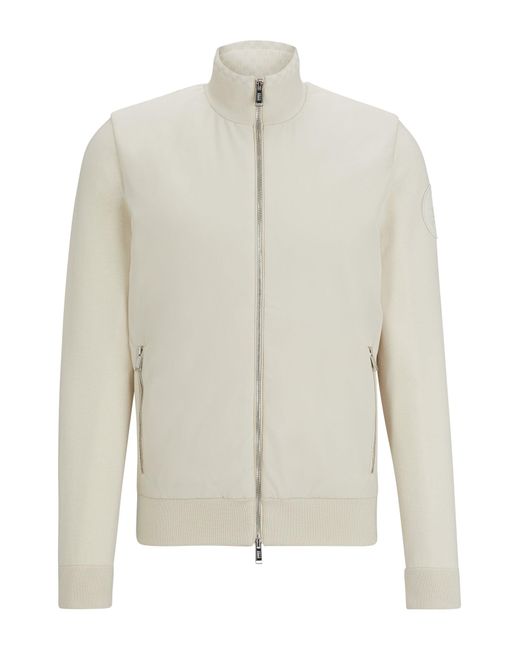 Boss White Porsche X Mixed-material Jacket With Special Branding for men