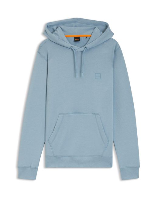 Boss Hoodie Van Katoenen Badstof Met Logopatch in het Blue voor heren