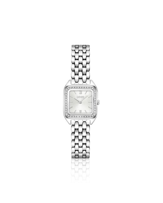 Boss Metallic Mae Petite Stainless-Steel Watch With Crystal-Set Bezel
