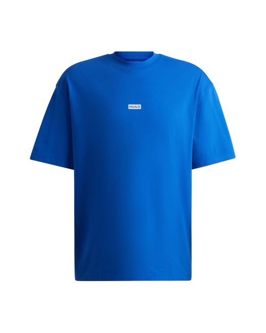 HUGO T-Shirt aus Baumwoll-Jersey mit Logo-Story der neuen Saison in Blue für Herren