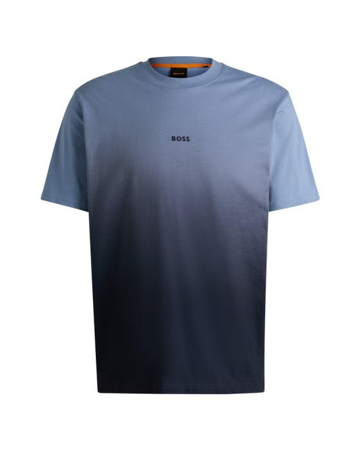 T-shirt en jersey de coton à la finition en dégradé Boss pour homme en coloris Blue