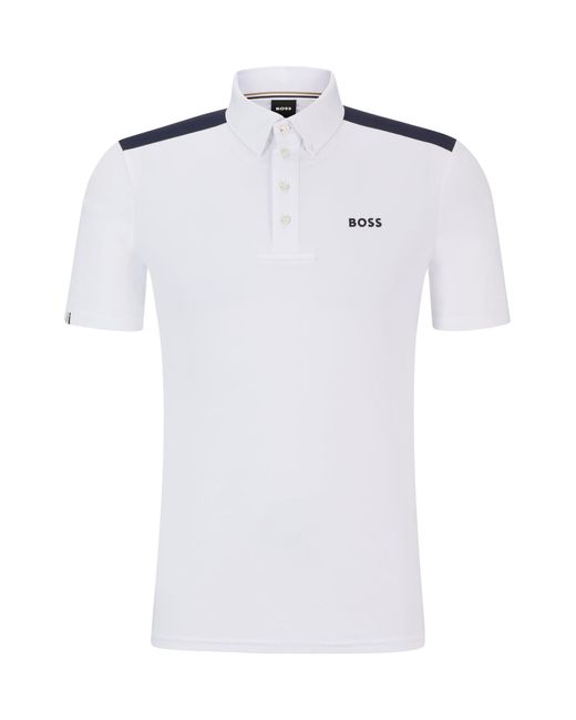 Boss White Equestrian Half-sleeve Shirt With Shoulder Inserts for men