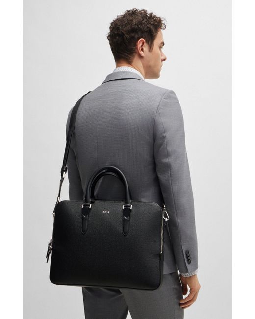 BOSS Structured-leather Document Case With Logo Lettering in Black for ...