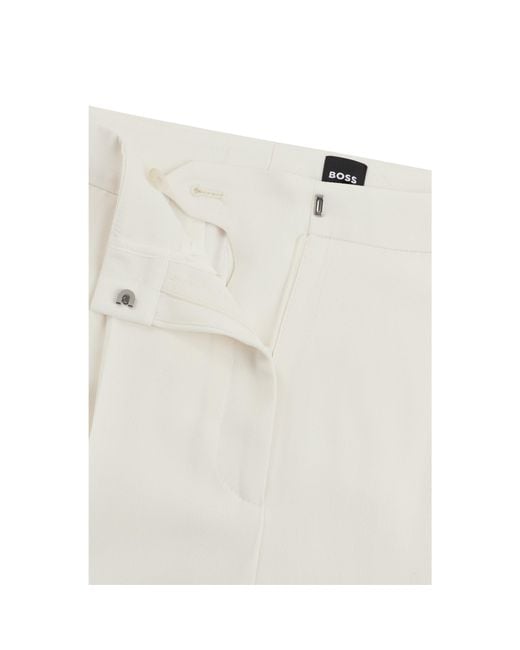 Boss White Regular-Fit Trousers