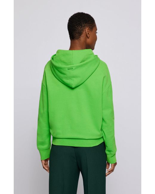 BOSS by HUGO BOSS Relaxed Fit Cotton Blend Hoodie With Embroidered Logo in  Green - Lyst
