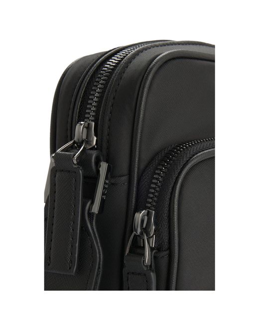 Boss Black Twill Reporter Bag With Adjustable Logo Strap for men