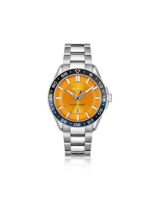 Boss Metallic Tone Watch With Dial And Rotating Bezel for men