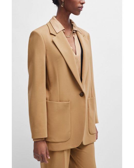 Boss Natural Relaxed-fit Jacket In Stretch Jersey With Half Lining