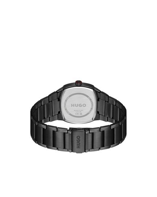 HUGO Black Telly-Plated Watch With Retro-Shaped Case for men