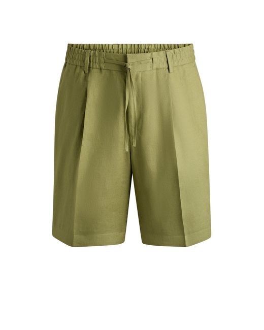 Boss Tapered-Fit Shorts Van Linnen in het Green voor heren