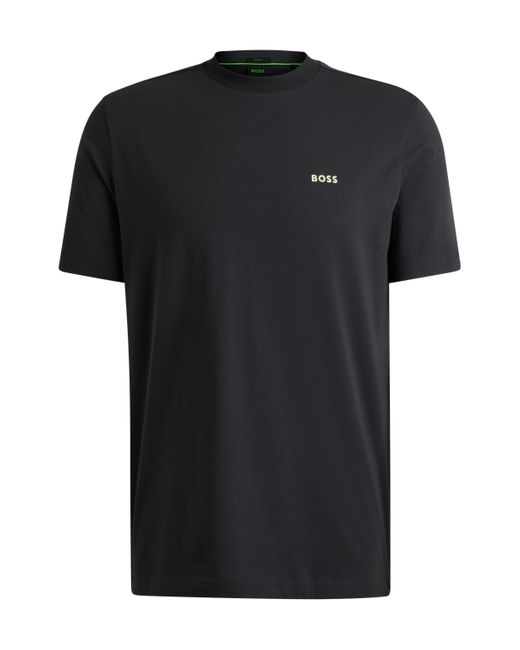 Boss Black Stretch-cotton Regular-fit T-shirt With Contrast Logo for men