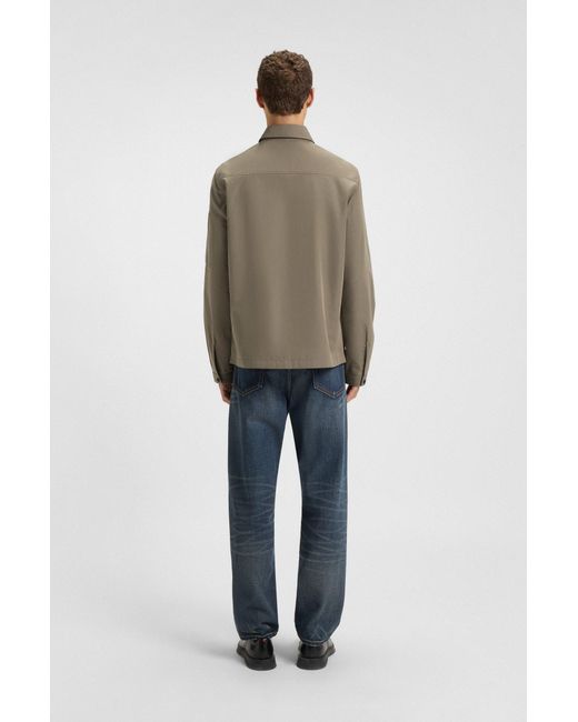 HUGO Overshirt Van Canvas En Een Katoenmix Met Ritssluiting En Logolabel in het Brown voor heren