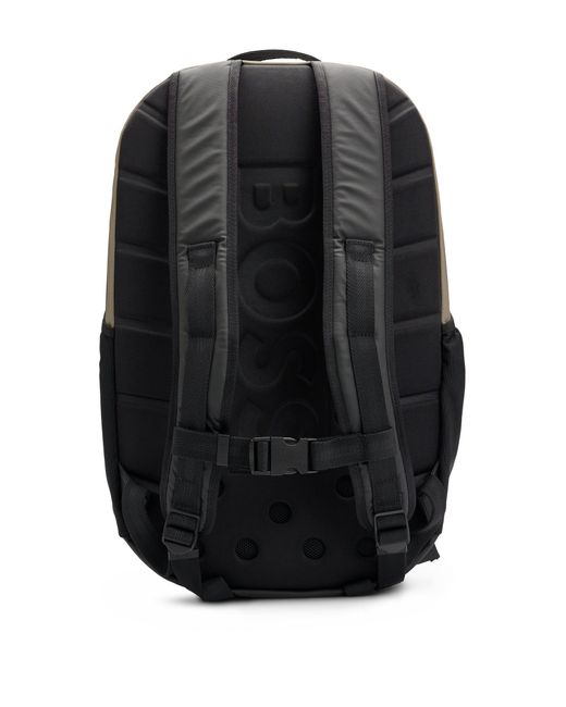 Boss Gray Faux-leather Backpack With Logo Details for men
