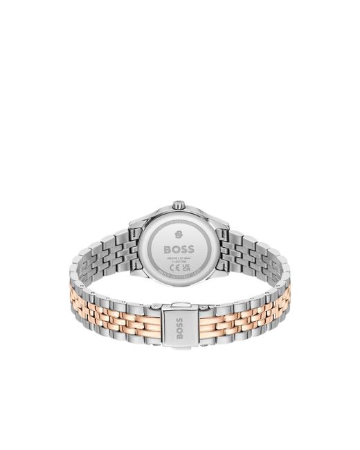 Boss Metallic Graceful Two-Tone Watch With Sunburst-Patterned Dial