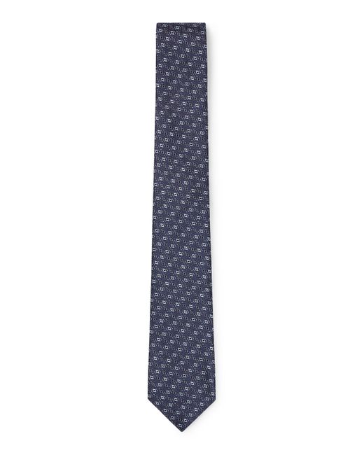 Boss Blue Silk Tie With Jacquard Pattern for men
