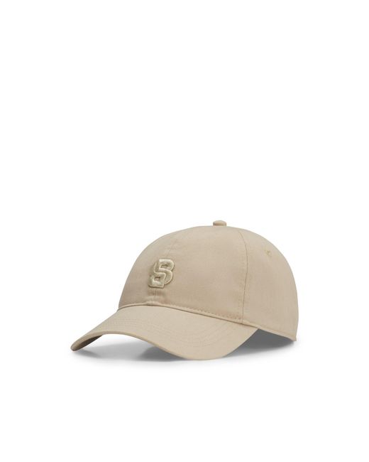 Boss Natural Cotton Cap With Embroidered Double B Monogram