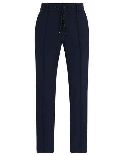 Boss Blue Slim-fit Trousers In Bi-stretch Fabric for men