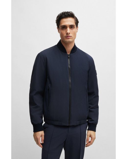 Boss Blue Regular-fit Jacket In Bi-stretch Fabric for men