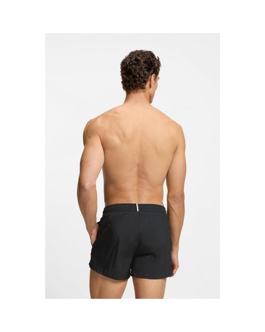 Boss Black Swim Shorts With Outline Logo Print for men