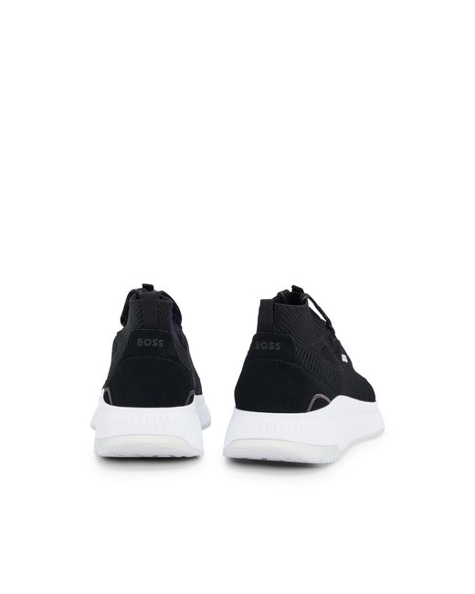 Boss Black Ttnm Evo Mid-Top Trainers With Knitted Uppers