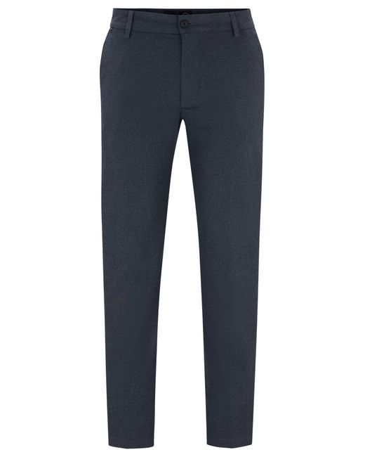 Boss Blue Regular-fit Trousers In Cotton-blend Twill for men