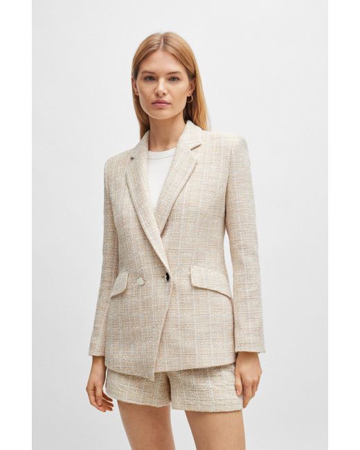 Boss Natural Regular-fit Jacket In Tweed