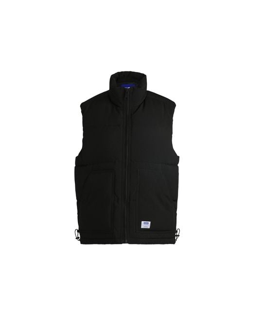 HUGO Black Water-Repellent Gilet With Logo Label for men
