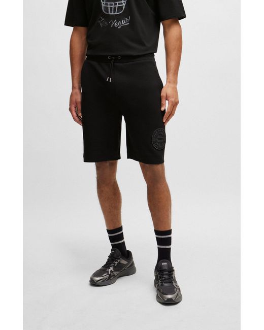 Boss Black X Nfl Cotton-blend Shorts With Branded Patch for men