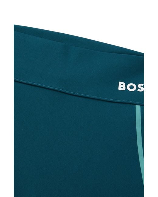 Boss Blue Slim-fit leggings With Side Stripes And Logo Detail