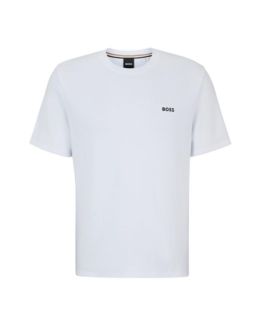 Boss Pyjama-Shirt aus Baumwoll-Mix mit Logo-Stickerei in White für Herren