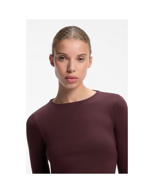 HUGO Purple Stretch-Jersey Top With Stacked-Logo Print