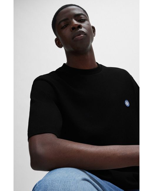 T-shirt en jersey de coton avec logo Smiley BOSS by Hugo Boss pour homme en coloris Black
