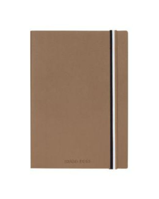 Carnet A5 En Similicuir Camel Avec Élastique À Rayures Emblématiques Boss en coloris Brown
