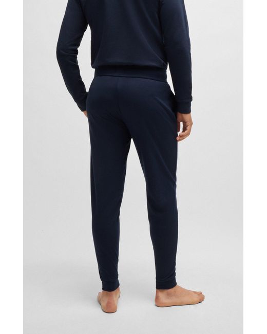Boss Blue Tracksuit Bottoms In French Terry Cotton With Logo Detail for men