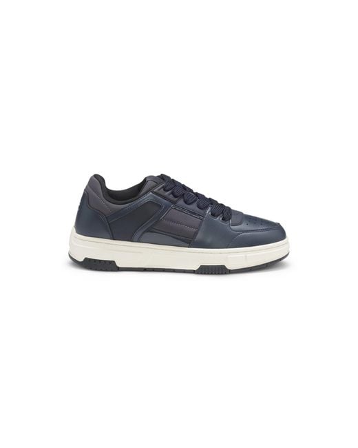 HUGO Blue Lace-Up Trainers With Patent Trims for men