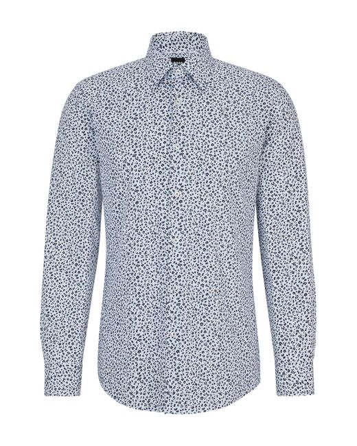 Boss Slim-Fit Hemd aus elastischer Baumwoll-Popeline mit Blumen-Print in Blue für Herren