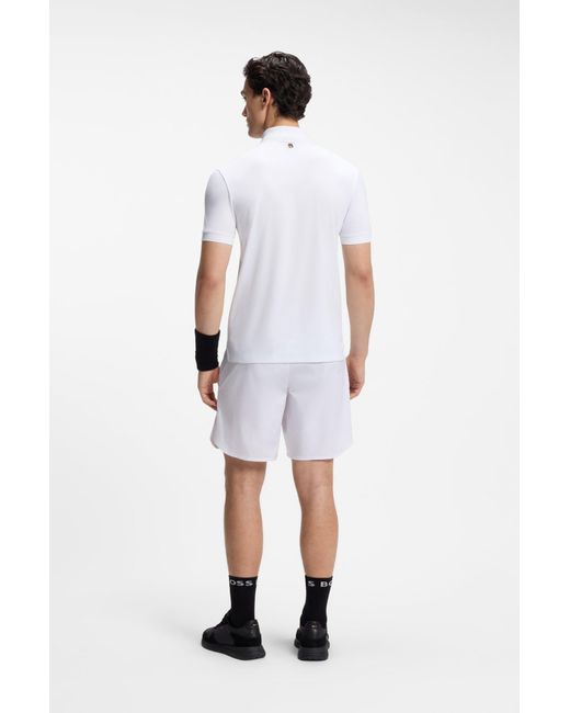 Boss Active Schnell Trocknendes Poloshirt Mit Signature-Streifen in White für Herren