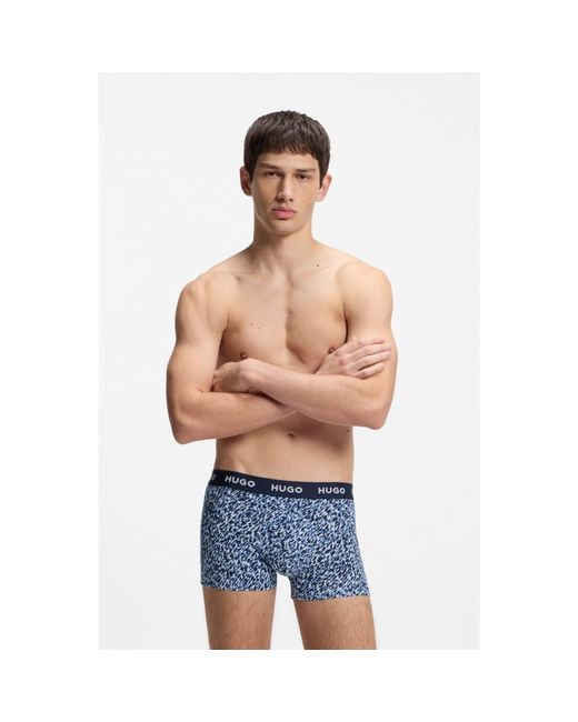 HUGO Blue Three-Pack Of Logo-Waistband Trunks for men