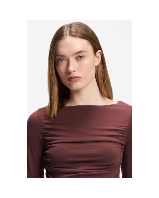 HUGO Red Slim-Fit Cupro Top With Modern Boatneck